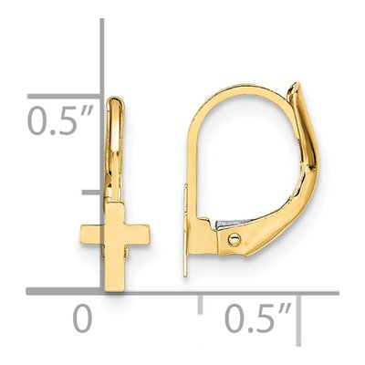14K Yellow Gold Cross Leverback Earrings – view 5