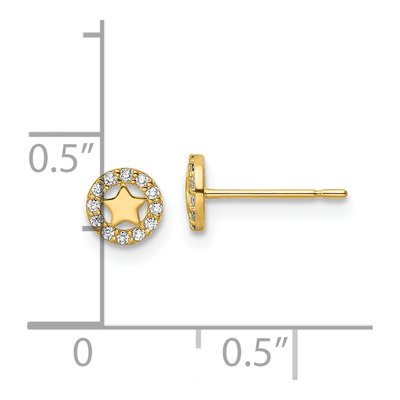14K Yellow Gold CZ Girls' Star Stud Earrings – view 5