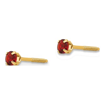 14K Yellow Gold 3mm Round Garnet Screwback Stud Earrings – view 3