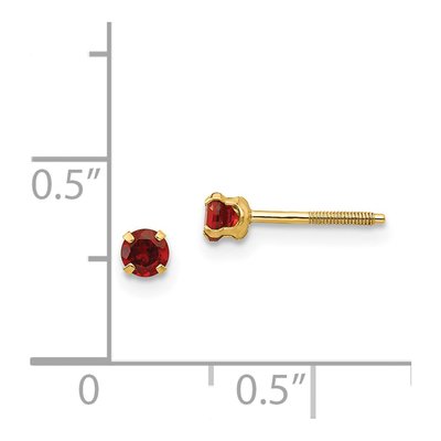 14K Yellow Gold 3mm Round Garnet Screwback Stud Earrings – view 5