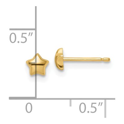 14K Yellow Gold Star for Girls Stud Earrings – view 5