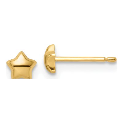 14K Yellow Gold Star for Girls Stud Earrings