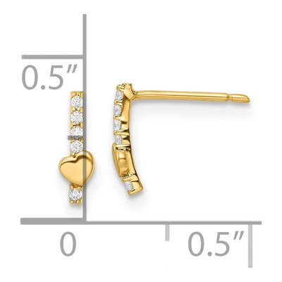 14K Yellow Gold CZ Heart for Girls Dangle Earrings – view 5