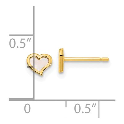 14K Yellow Gold Heart MOP Girls' Stud Earrings – view 4
