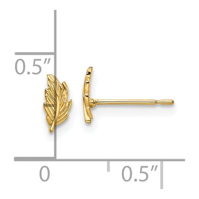 14K Yellow Gold Leaf Post Earrings for Girls | Madi K – view 4