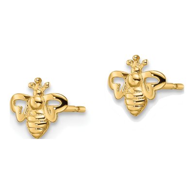 14K Yellow Gold Bumble Bee Girls' Stud Earrings – view 3