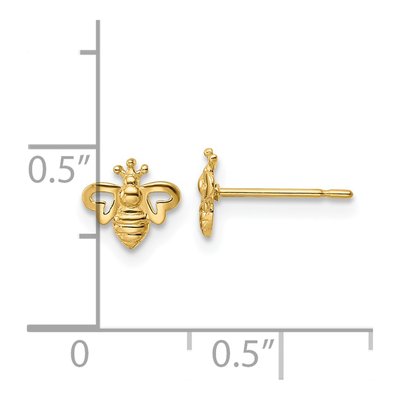 14K Yellow Gold Bumble Bee Girls' Stud Earrings – view 4