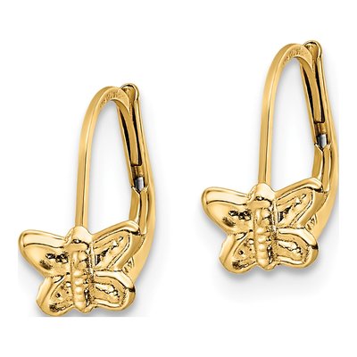 14K Yellow Gold Butterfly Leverback Earrings – view 3