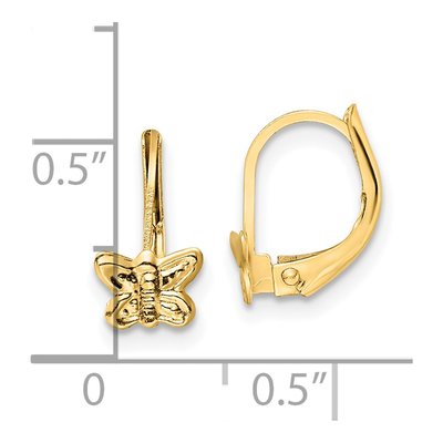 14K Yellow Gold Butterfly Leverback Earrings – view 4