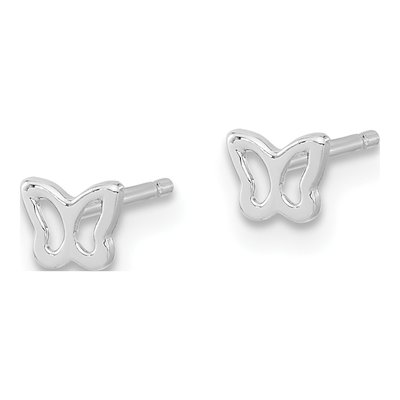 14K White Gold Tiny Butterfly Stud Earrings – view 2