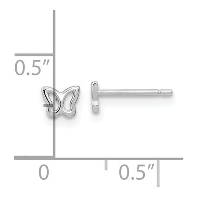 14K White Gold Tiny Butterfly Stud Earrings – view 4