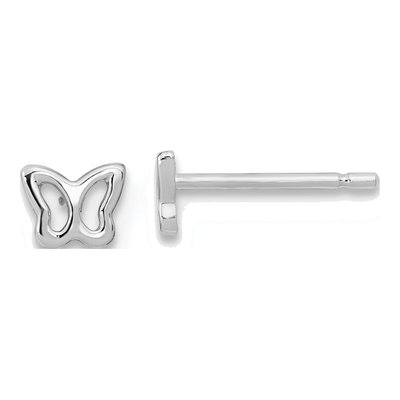 14K White Gold Tiny Butterfly Stud Earrings