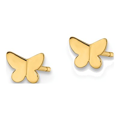 14K Yellow Gold Tiny Butterfly Stud Earrings – view 3