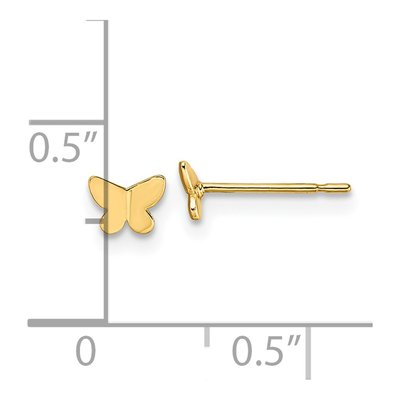 14K Yellow Gold Tiny Butterfly Stud Earrings – view 5