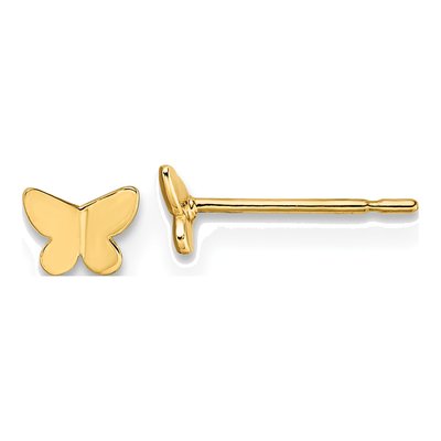 14K Yellow Gold Tiny Butterfly Stud Earrings