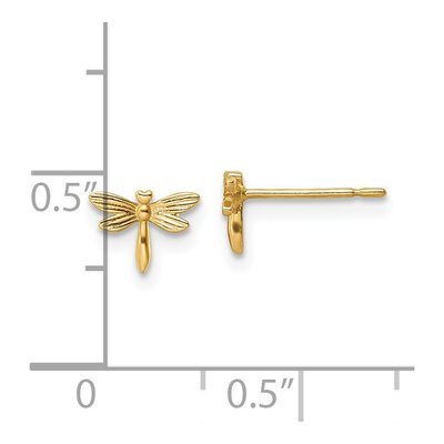 14K Yellow Gold Dragonfly for Girls Stud Earrings – view 4