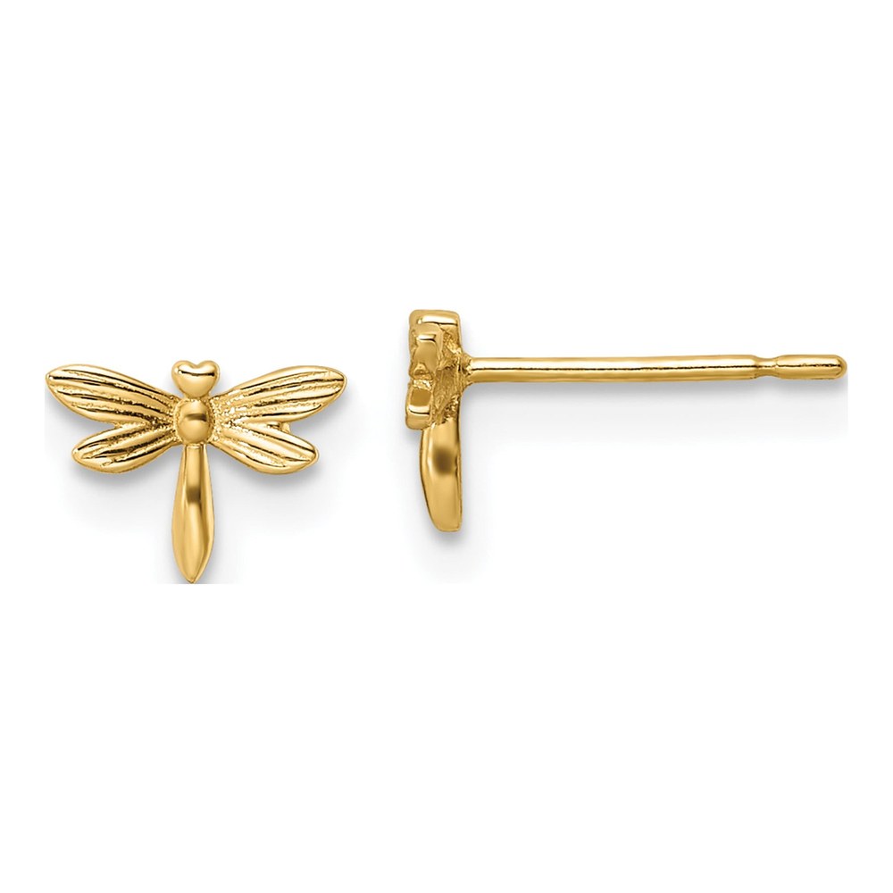 14K Yellow Gold Dragonfly for Girls Stud Earrings