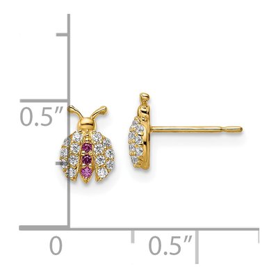 14K Yellow Gold CZ Girls' Ladybug Stud Earrings – view 5
