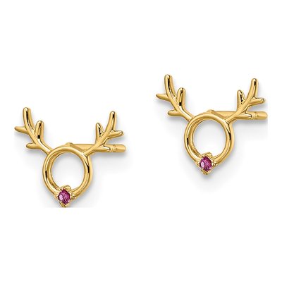 14K Yellow Gold CZ Reindeer Stud Earrings – view 3