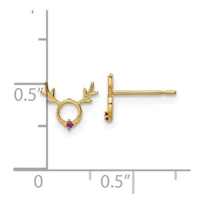 14K Yellow Gold CZ Reindeer Stud Earrings – view 4