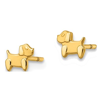 14K Yellow Gold Tiny Dog Stud Earrings – view 3
