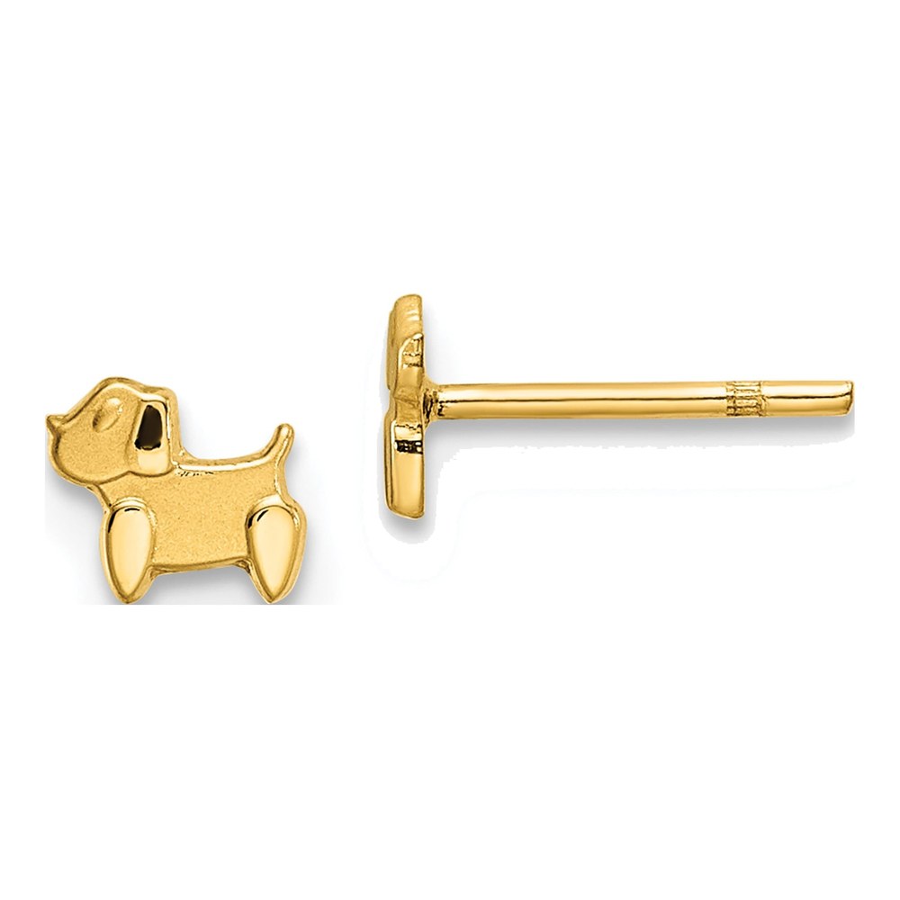 14K Yellow Gold Tiny Dog Post Earrings