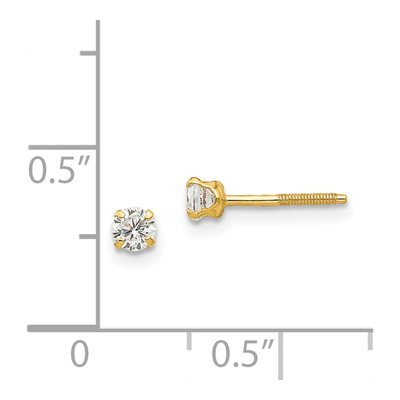 14K Yellow Gold 3mm Round CZ Birthstone Stud Earrings – view 5