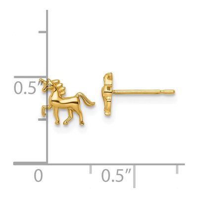 14K Yellow Gold Unicorn Stud Earrings – view 4