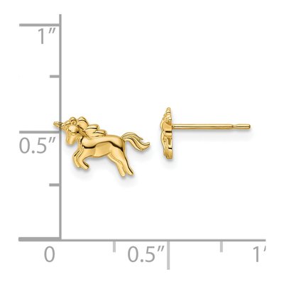 14K Yellow Gold Unicorn Stud Earrings – view 4