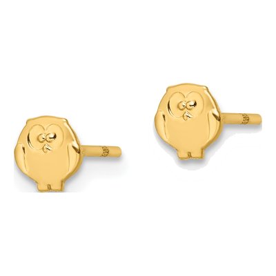 14K Yellow Gold Owl Stud Earrings – view 3