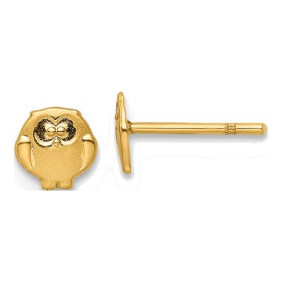 14K Yellow Gold Owl Stud Earrings
