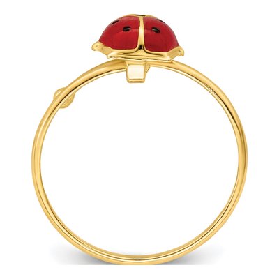 14K Yellow Gold Girls' Enameled Ladybug Ring – view 2