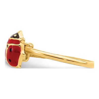14K Yellow Gold Girls' Enameled Ladybug Ring – view 3