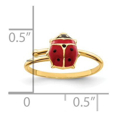 14K Yellow Gold Girls' Enameled Ladybug Ring – view 4