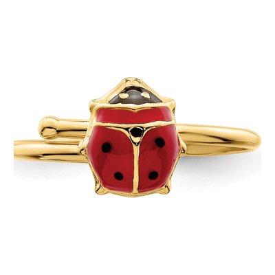 14K Yellow Gold Girls' Enameled Ladybug Ring – view 5
