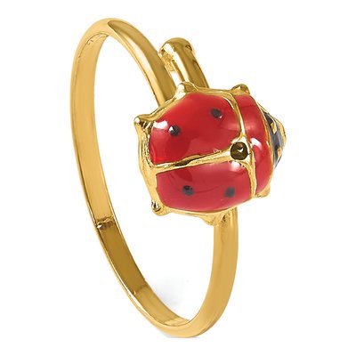 14K Yellow Gold Girls' Enameled Ladybug Ring – view 7