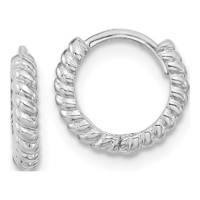 14K White Gold 9.91mm Girls' Hoop Earrings