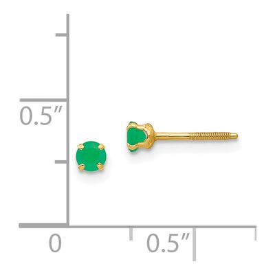 14K Yellow Gold 3mm Round Emerald Screwback Stud Earrings – view 5
