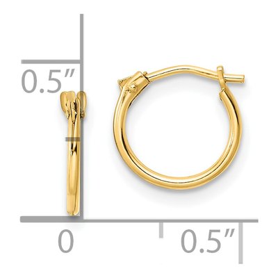 14K Yellow Gold 9.7mm Girls' Hoop Earrings – view 4