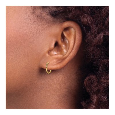 14K Yellow Gold 12mm Girls' Twisted Hoop Earrings – view 5
