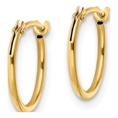 14K Yellow Gold 11mm Girls' Hoop Earrings – view 3