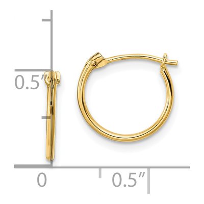 14K Yellow Gold 11mm Girls' Hoop Earrings – view 4
