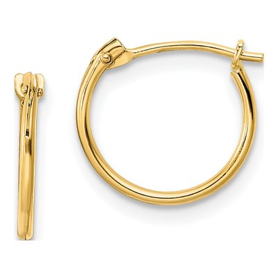 14K Yellow Gold 11mm Girls' Hoop Earrings