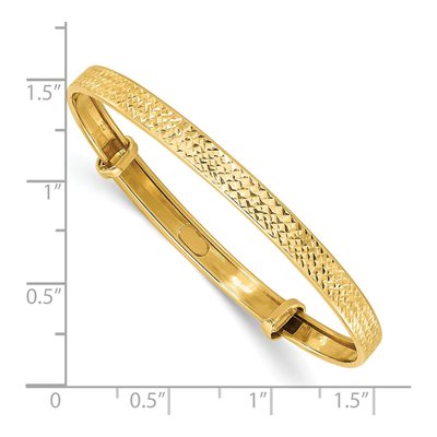 14K Yellow Gold Diamond-Cut Baby Bangle Bracelet – view 4