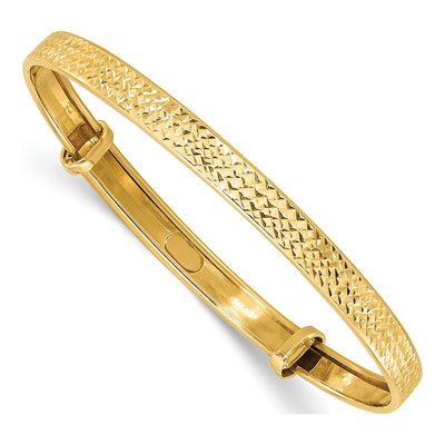 14K Yellow Gold Diamond-Cut Baby Bangle Bracelet