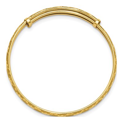 14K Yellow Gold Diamond-Cut Baby Bangle Bracelet – view 3