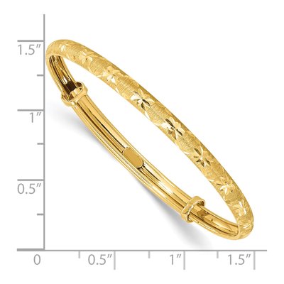 14K Yellow Gold Diamond-Cut Baby Bangle Bracelet – view 4