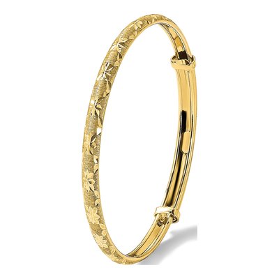 14K Yellow Gold Diamond-Cut Baby Bangle Bracelet – view 6