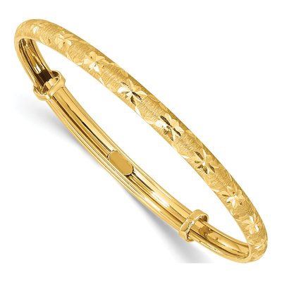 14K Yellow Gold Diamond-Cut Baby Bangle Bracelet