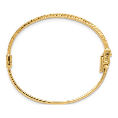 14K Two-Tone Gold Diamond-Cut Hinged Baby Bangle Bracelet – view 3
